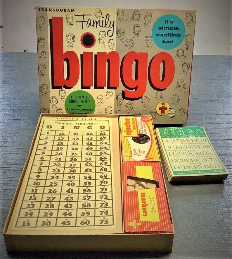 Vintage Transogram Family Bingo Board Game 1957 Etsy