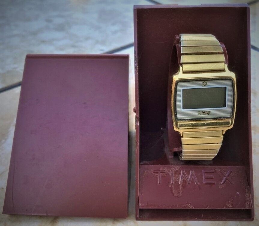 Buy Vintage Timex Quartz Watch Gold Tone Digital Mens With Box AS Online in  India - Etsy