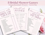 Printable Bridal Shower Games, 8 Game Bundle, Instant Download, Bachelorette Party Games, Wedding Shower Games PDF