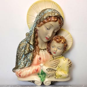 Vintage Marbolex by Danesi Madonna & Child Wall Plaque • Religious Art • Mid‑Century Ceramic Relief