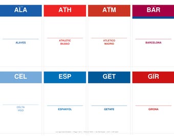 Separadores de tarjetas imprimibles de La Liga MLS