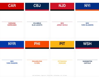 Druckbare NHL Karte Teiler Toronto Winnipeg Montreal LA Vegas Ottawa