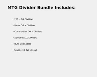 MTG Card Dividers Bundle 250+ Set, Mana, Kommandant A-Z Etiketten (Digitaler Download)