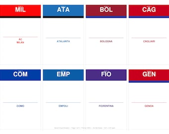 Separadores de tarjetas imprimibles de la Serie A de la MLS