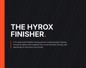 Hyrox Trainingsplan 12 Wochen PDF Hybrid Athlete Workout Programm Zone 2 Läufe Funktionelle Fitness Printable Guide Rassevorarbeit Digitaler Download