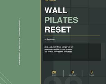 28-Tage-Wand Pilates-Reset für Anfänger Printable Fitness Guide Zero Equipment Heimtraining Core Stärke & Haltung PDF