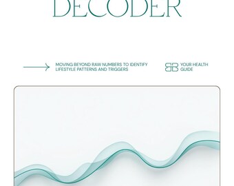 PDF-guide för CGM-dataavkodare, utskrivbar blodsockermätare, journal för kontinuerlig glukosmätning, logg för glukostrend, e-bok för diabeteswellness