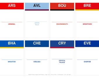 Separadores de tarjetas imprimibles de la Premier League inglesa (MLS)