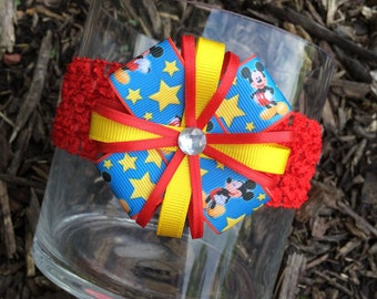 Mickey Mouse Hair Bow or Headband Red Mickey Mouse Bow mickey and minnie disney inspired