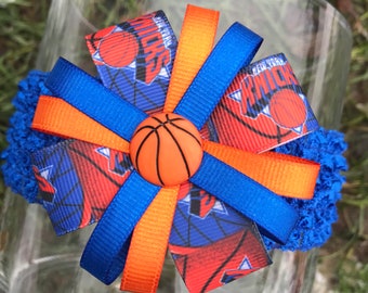 New York Knicks Headband or Hair Bow Knicks ribbon bow basketball headband