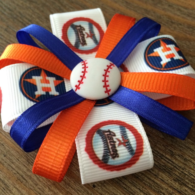 Houston Astros Baseball Hair Bow Headband Astros Bow Etsy