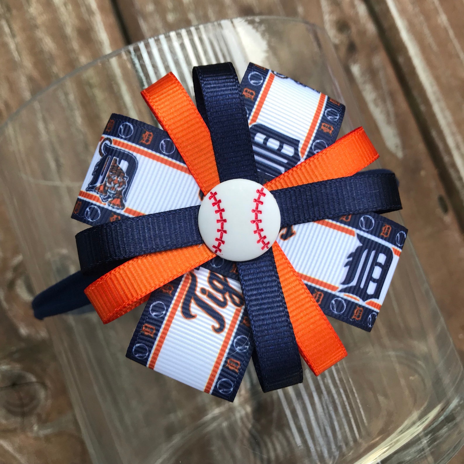 Detroit Tigers Baseball Hair Bow Headband Tigers bow Detroit | Etsy