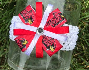 Illinois State University Hair Bow Headband ISU Redbirds Baby Bow Redbirds headband Illinois state redbirds bow redbird