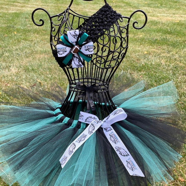 Philadelphia Eagles Tutu and headband Eagles Skirt Philadelphia Eagles baby girl clothing Football skirt Cheerleader tutu Eagles hair bow