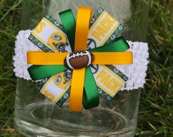 Green Bay Packers Hair Bow Headband Packers baby bow Go Pack Go Packers headband