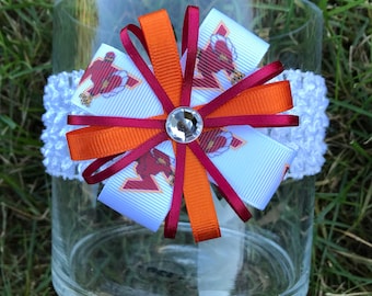 Virginia Tech Headband or Hair Bow Virginia Tech brooch pin Virginia Tech Baby Hokiebird