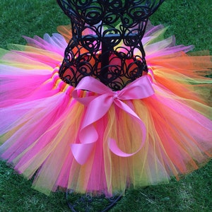 SUNBURST TUTU Pink Orange and Yellow Tutu Skirt Pink tutu Birthday girl tutu petty skirt first birthday second birthday