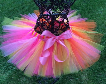 SUNBURST TUTU Pink Orange and Yellow Tutu Skirt Pink tutu Birthday girl tutu petty skirt first birthday second birthday