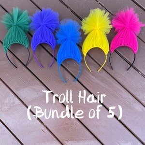 Trolls inspired wigs (bundle of 5) Trolls party favors Troll wig Troll headbands Troll hair troll costumes troll wig variety