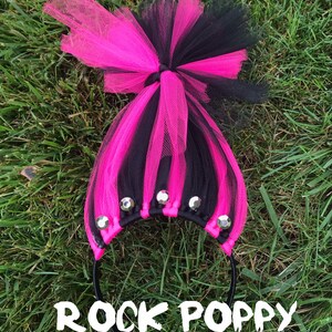 Trolls Headband Rock Poppy Headband Poppy Troll Hair Queen Poppy Troll Hair Headband Pink Tulle Headband Rocker Poppy