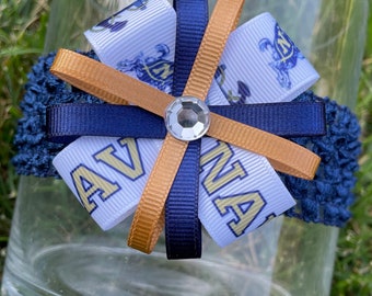 Navy Headband or Hair Bow Naval Academy brooch pin Navy Midshipmen headband Midshipmen bow