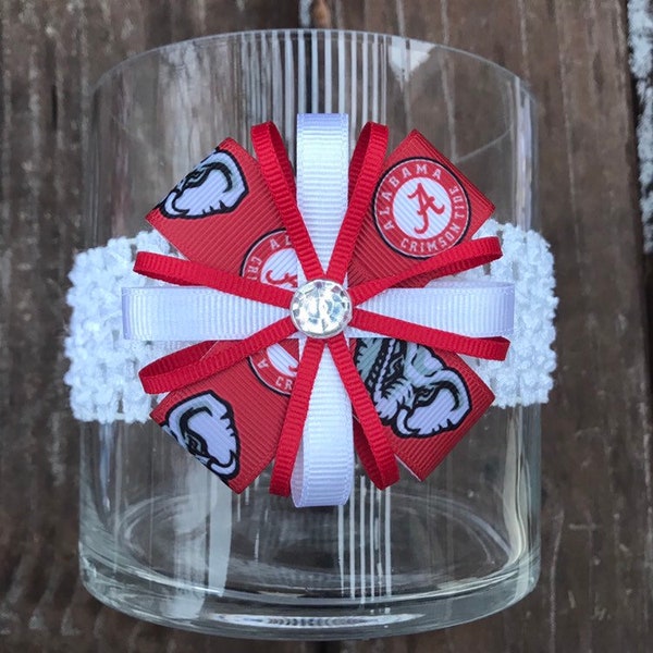 ALABAMA CRIMSON TIDE Hair Bow or Headband Bama Hair Bow Bama baby headband Crimson Tide Roll Tide Brooch Pin