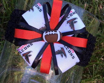 ATLANTA FALCONS Headband or Hair Bow (fits any size head) Falcons baby bow Falcons brooch pin