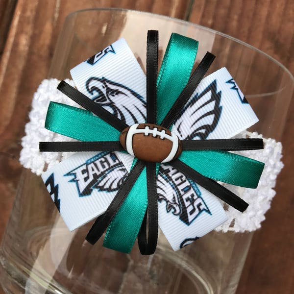 Philadelphia Eagles Headband or Hair Bow Eagles Baby Headband (baby/child/adult) Eagles Football Girl Bow Philadelphia Eagles Ribbon Bow