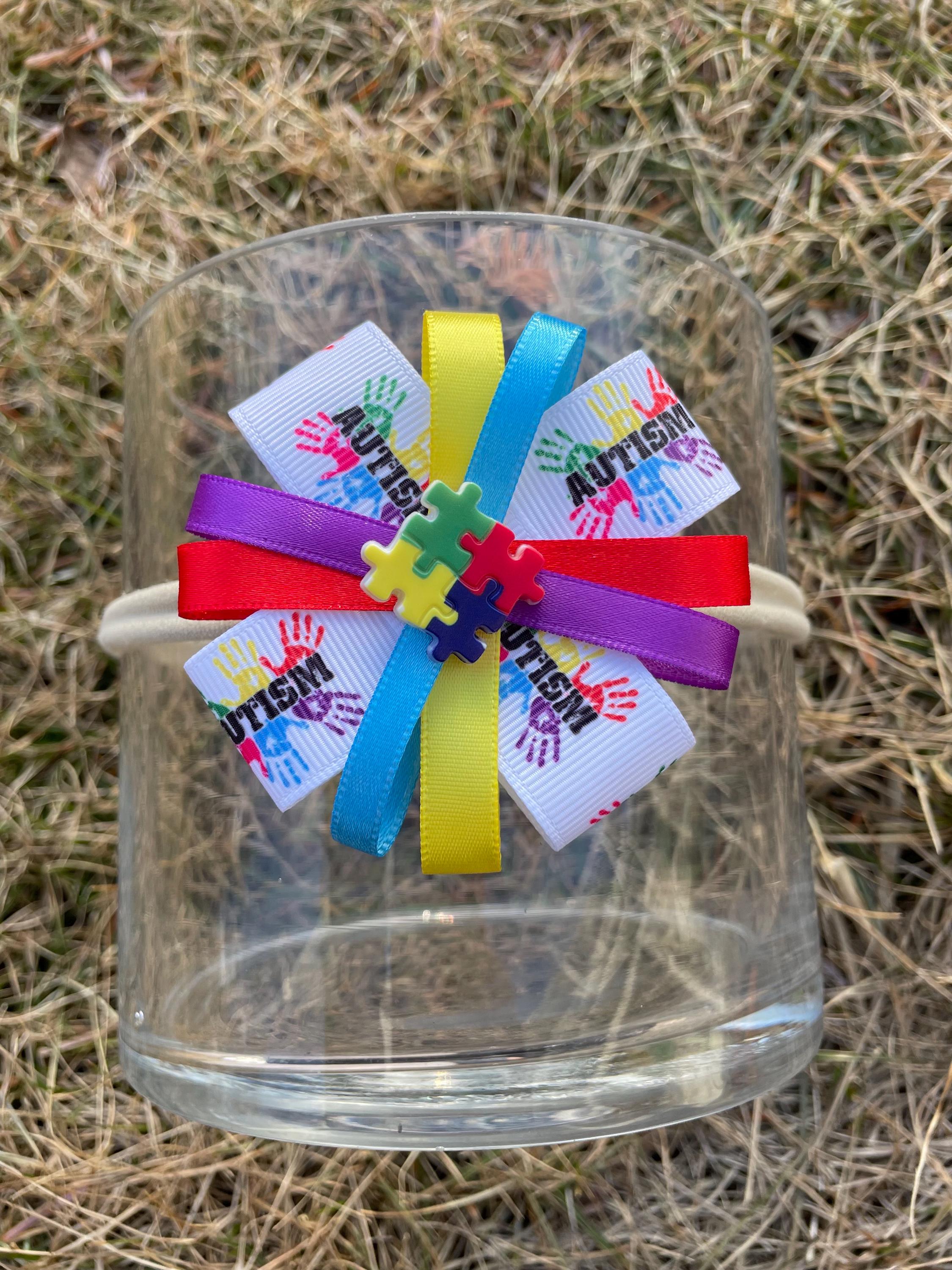 Autism awareness Hair Bow or Headband awareness hope for Autism bow Autism headband Autism pin