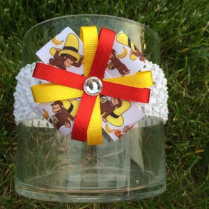 Curious George Inspired Hair Bow Headband curious george Bow