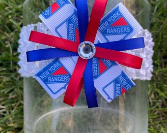 New York Rangers Hair Bow or Headband Rangers bow NHL Hockey NY Rangers Headband