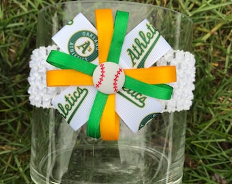 Oakland Athletics Hair Bow Headband oakland A’s baby Oakland Athletics headband baseball bow