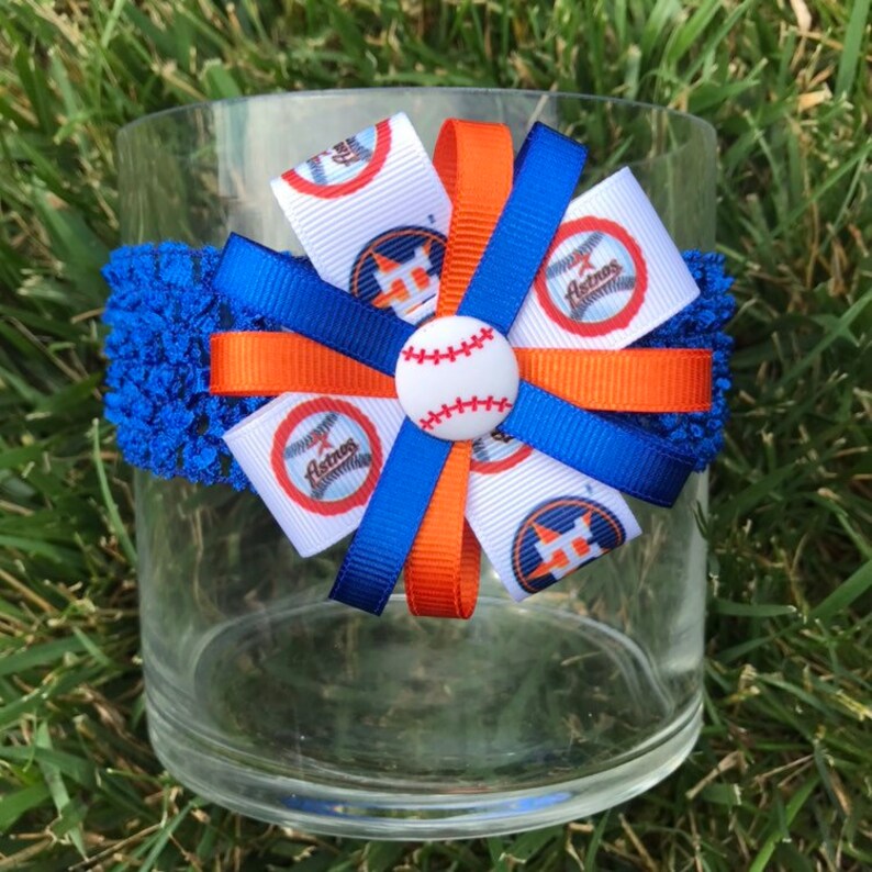 Houston Astros Baseball Hair Bow Headband Astros Bow Etsy