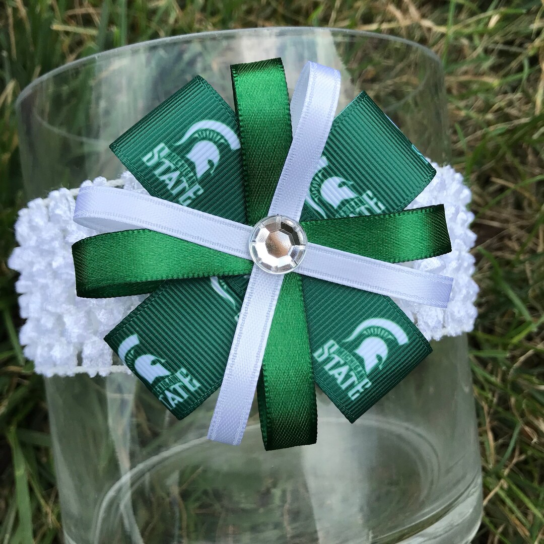 Michigan State Headband Hair Bow Spartans Bow Spartans Baby Etsy