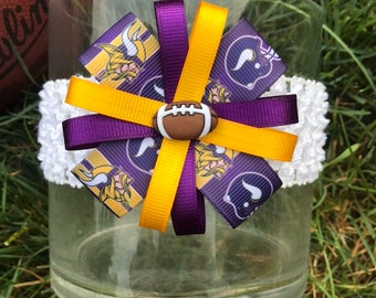 Minnesota Vikings Headband Hair Bow Vikings baby bow NFL Football Headband (baby/child/adult)