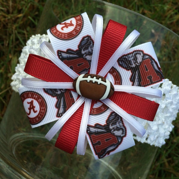 ALABAMA CRIMSON TIDE Hair Bow or Headband Bama Hair Bow Bama baby headband Crimson Tide Roll Tide Brooch Pin