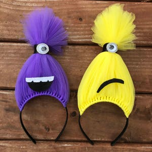 Minion Headband Minions Hair Minion Costume Minion troll hair Minions Halloween Costume Evil minion costume wig