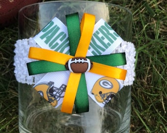 Green Bay Packers Hair Bow Headband Packers baby bow Go Pack Go Packers headband