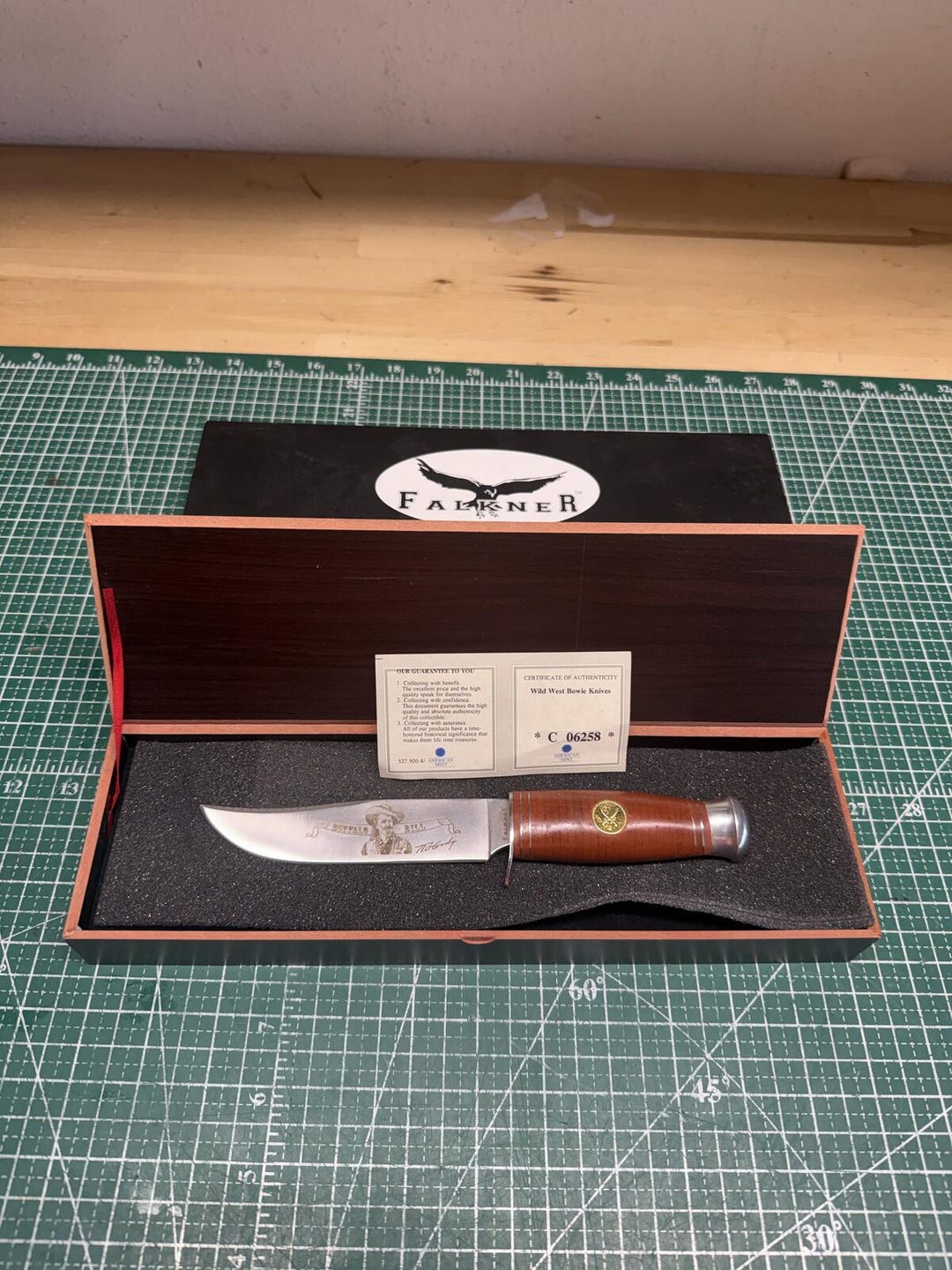 6 Inch Falkner American Mint Falkner Collectible Wild West Bowie Knife W/certificate ...