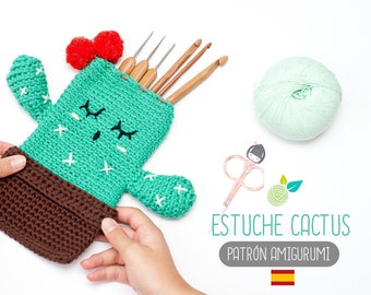 Patrón amigurumi Estuche Cactus - Patrón en ESPAÑOL de ganchillo, PDF tutorial crochet, Estuche cactus amigurumi