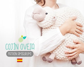 Patrón amigurumi Cojín Oveja- Patrón en ESPAÑOL de ganchillo, PDF tutorial crochet, cojín oveja amigurumi