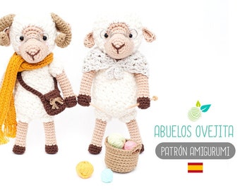 Patrón amigurumi Abuelos Ovejita - Patrón en ESPAÑOL de ganchillo, PDF tutorial crochet, oveja amigurumi