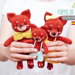 Patrón amigurumi Familia Zorrito - Patrón en ESPAÑOL de ganchillo, PDF tutorial crochet, zorro amigurumi