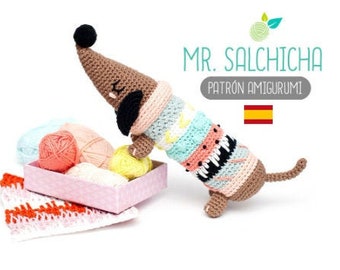 Patrón amigurumi Mr. Salchicha - Patrón en ESPAÑOL de ganchillo, PDF tutorial crochet, perro amigurumi