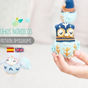 Patrón amigurumi Búhos Nórdicos - Patrón en ESPAÑOL e INGLÉS de ganchillo, PDF tutorial crochet, Búhos amigurumi