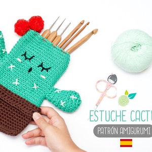 Patrón amigurumi Estuche Cactus - Patrón en ESPAÑOL de ganchillo, PDF tutorial crochet, Estuche cactus amigurumi