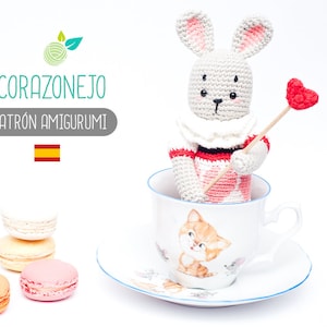 Patrón amigurumi Corazonejo- Patrón en ESPAÑOL de ganchillo, PDF tutorial crochet, conejo corazones amigurumi