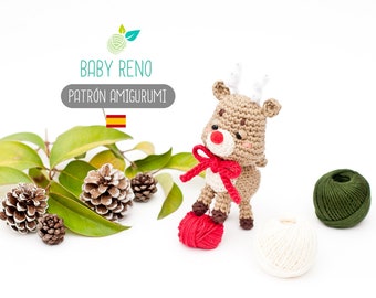 Patrón amigurumi Baby Reno- Patrón en ESPAÑOL de ganchillo, PDF tutorial crochet, muñeco Reno amigurumi