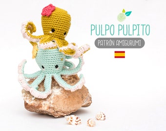 Patrón amigurumi Pulpo Pulpito - Patrón en ESPAÑOL de ganchillo, PDF tutorial crochet, pulpo amigurumi