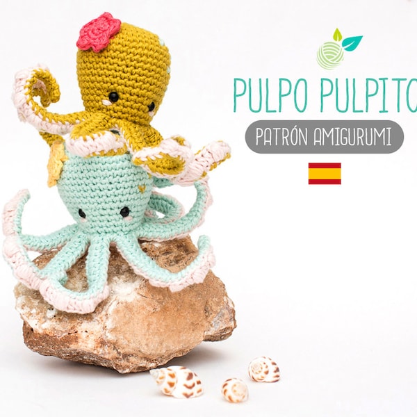 Patrón amigurumi Pulpo Pulpito - Patrón en Español de ganchillo, PDF tutorial crochet, pulpo amigurumi